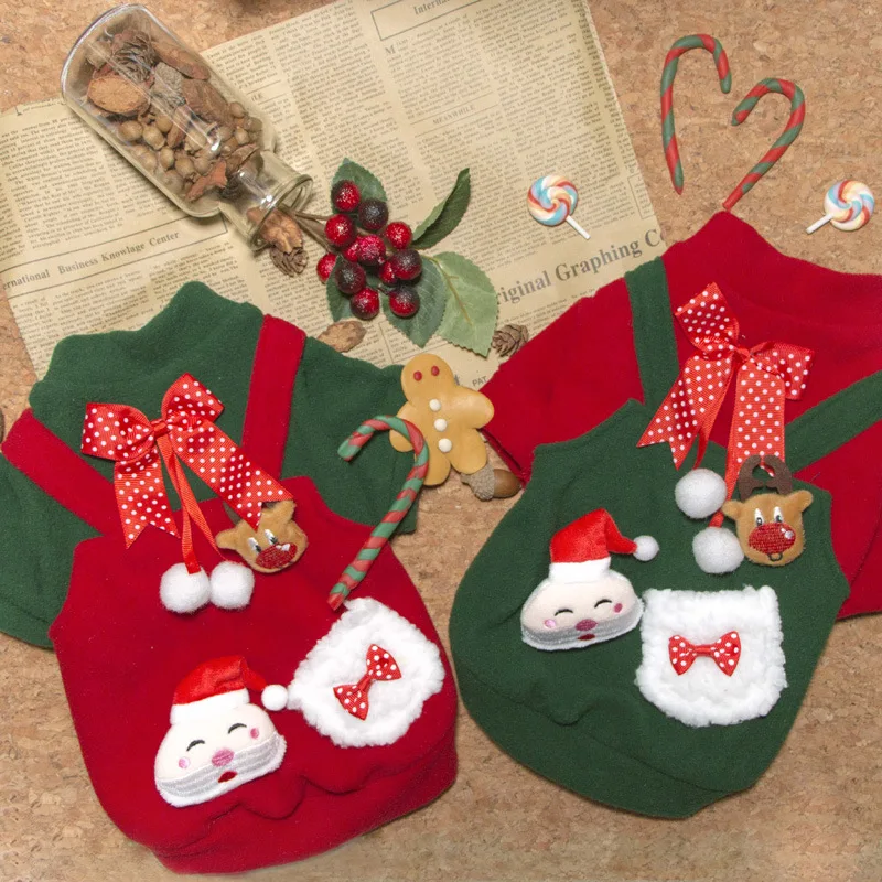 

Wholesale Male Christmas Lovely Dog Cotton Coat Autumn Dogs Cloth Pet Clothes With Pattern and Doll