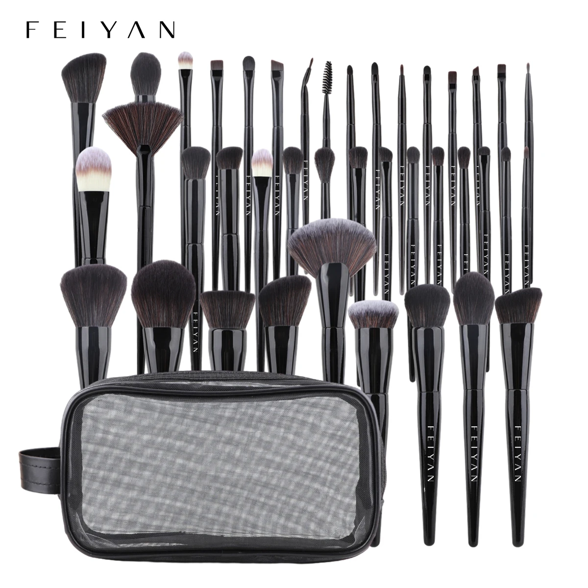 

HMU High Quality Wooden Handle Vegan Luxury Make Up Brush Kit Private Label Custom Black Professional Cosmetic Makeup Brush Set