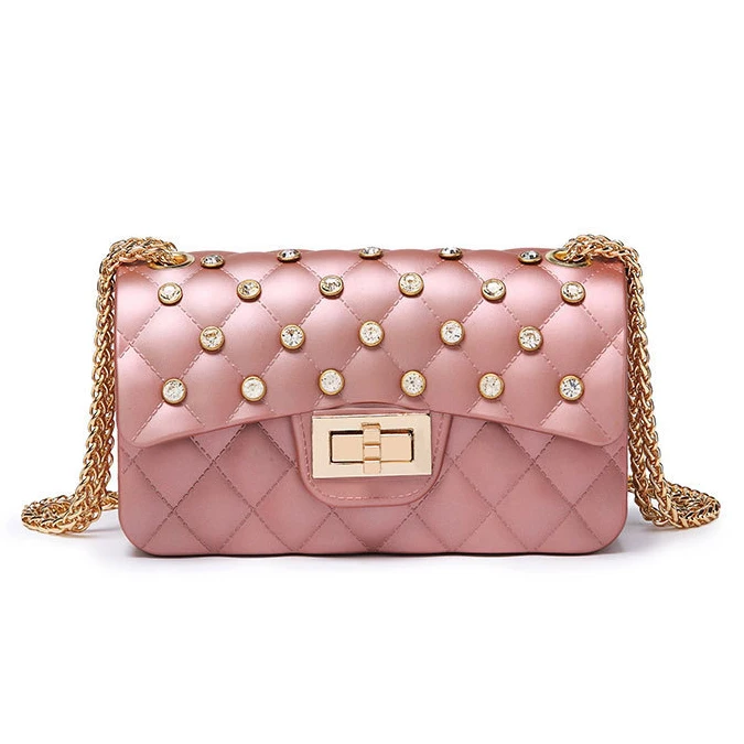 

TS9029 2020 New Arrival Diamond Lattice V pattern Jelly Bags Fashion Colorful PVC Shoulder Crossbody Leather Bag For Women