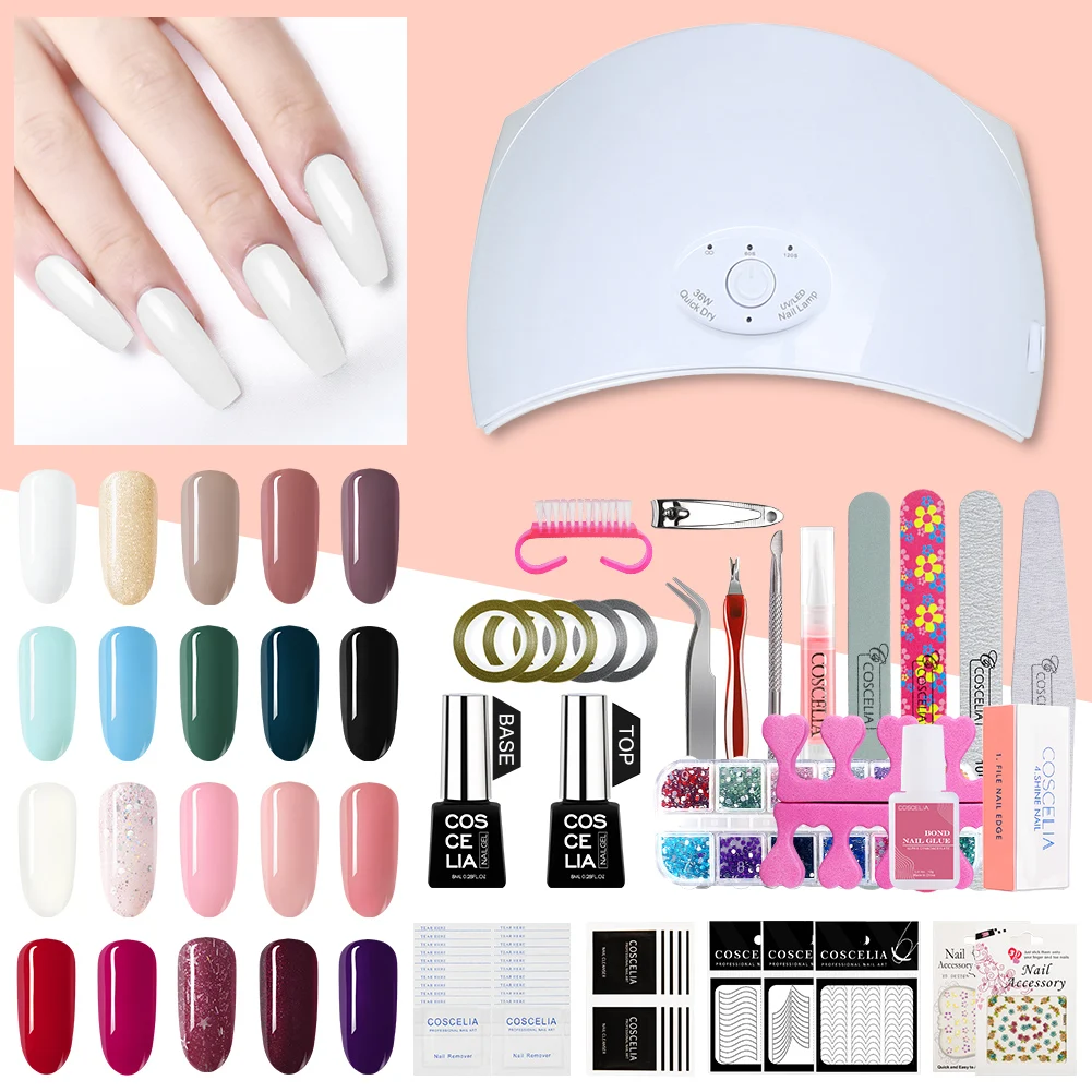 

COSCELIA professional nail supplies gel polish kit oem nail polish private label uv led lamp for nail salon, 40 colors