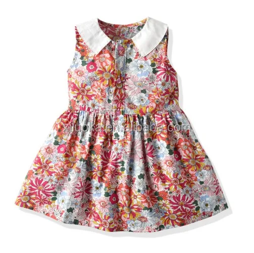 

2021 Summer Fashion Cute Baby Dress sleeveless retro lapel floral Girl dress, Picture