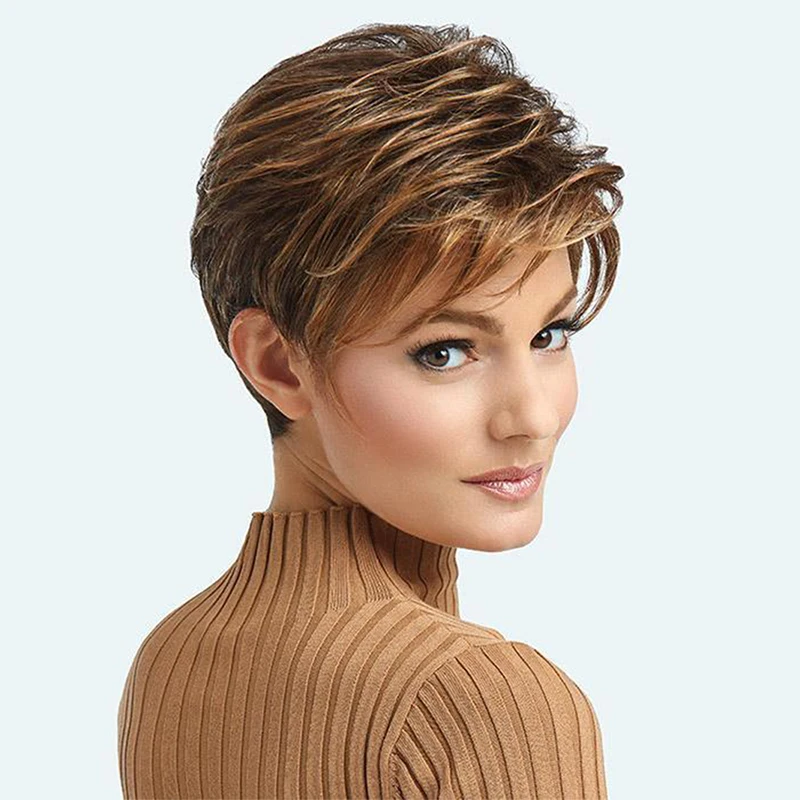 

Inteley hot selling inch brown short small wavy synthetic hair wigs, Ombre