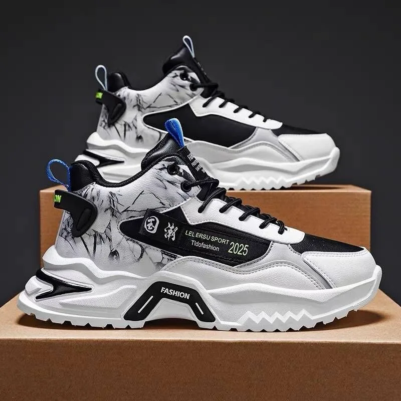 Men'S Shoes  New Men'S Casual Leather Shoes Trend Men'S High Sports Daddy Shoes