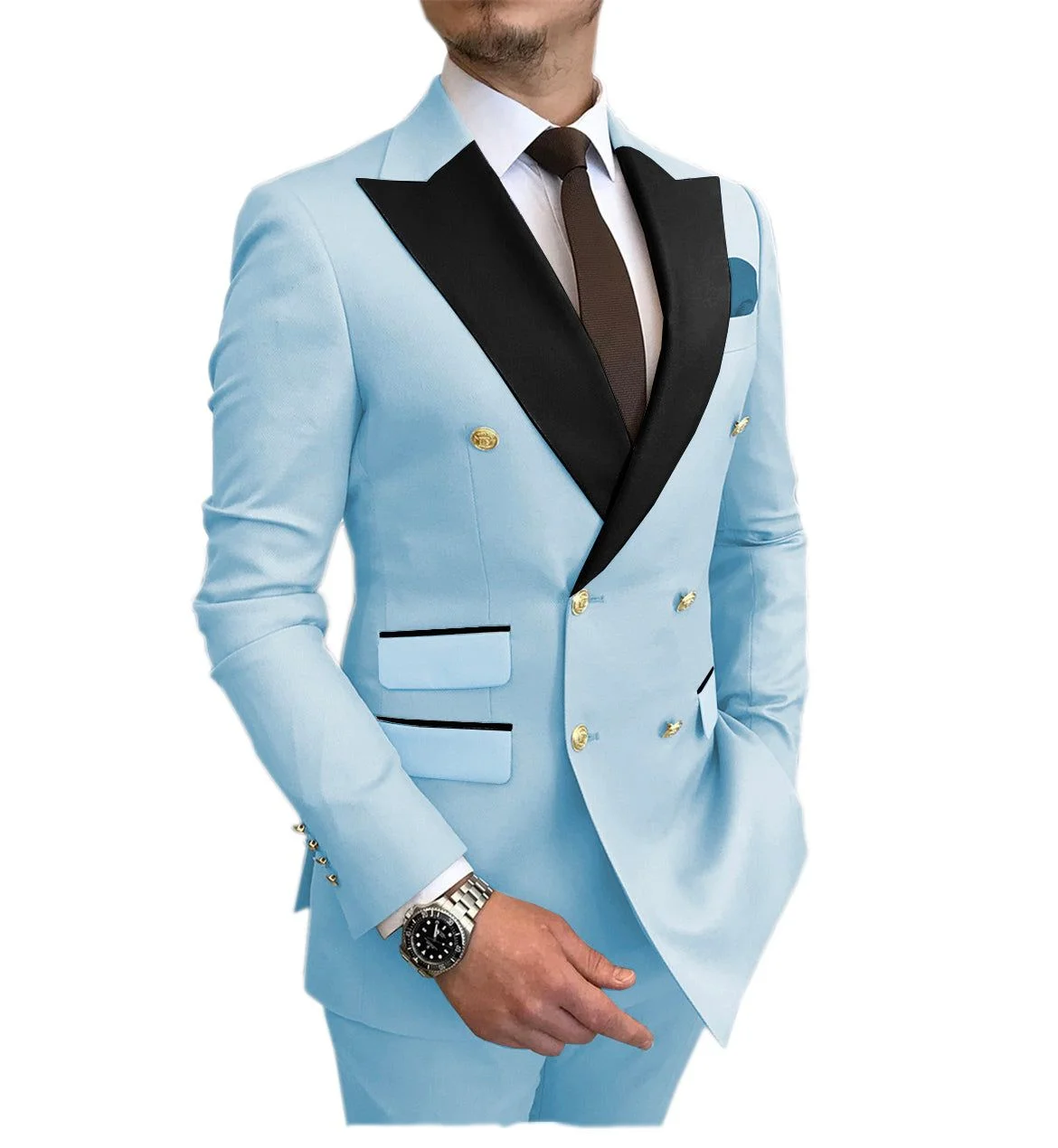 

Business 2 Pieces Mens Suits Double Breasted lapel Tuxedos Blazer