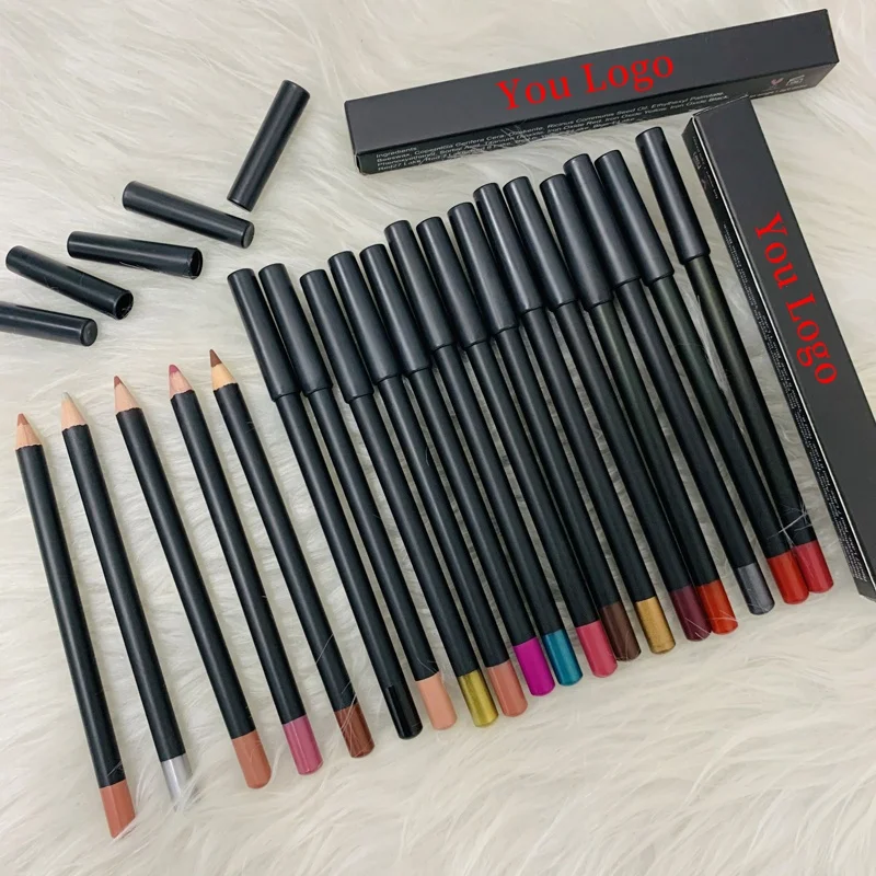 

OEM Vendor Custom 19 Colors Vegan Waterproof Makeup Lipliner Private label High Pigment Matte Slim Lip Liners Pencil