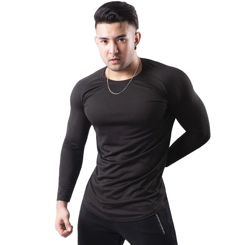 

New workout clothes men's breathable mesh large size long-sleeved T-shirt outdoor basketball running sportswear