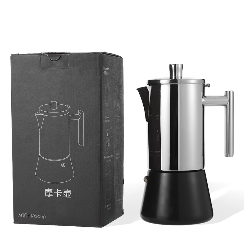 

Stovetop Espresso Coffee Maker Italian Style 6 Cups Espresso Stainless Steel Moka Pot