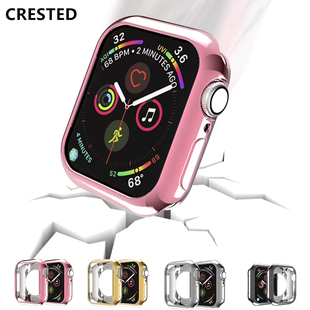 Case cover For Apple watch 44mm 40mm iwatch case series 5 4 plated TPU Protective Cover Flexible Silicone protection case