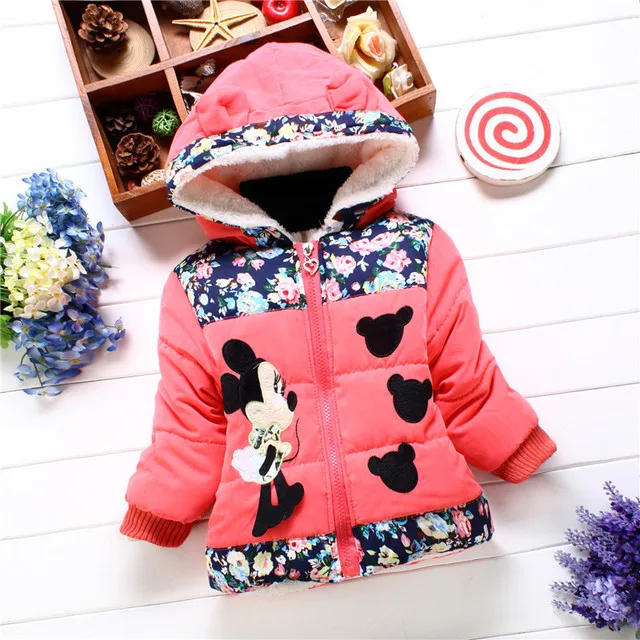 

0-4years cotton Clothing Kids New Arrival Winter Thick girls rabbit ear Hooded jacket Down Coat, As picture