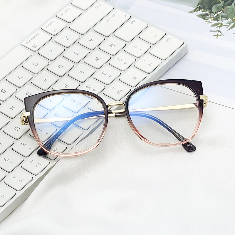 

91508 Computer Eye Protective Glasses Transparent Spectacle Frames Eyewear Frames Designer Women's Blue Light Blocking