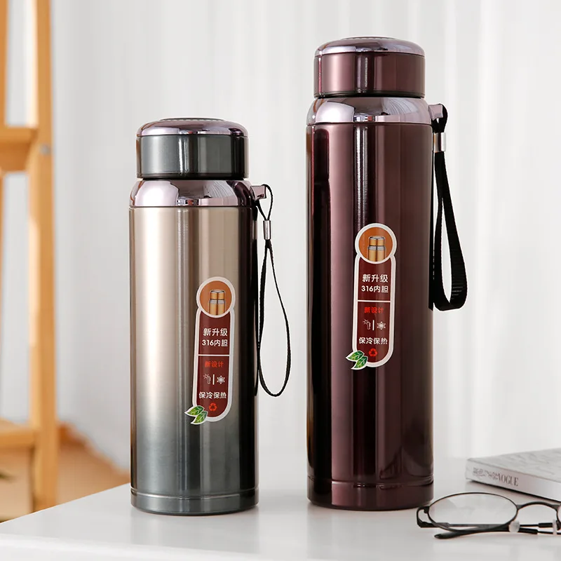 

Wholesale Mide Mouth 800/1000ml Hydro Gradual color Vacuum Flask Stainless Steel Thermos Portable Outdoor Travel Water Bottle, Black,red,blue,brown,champagne