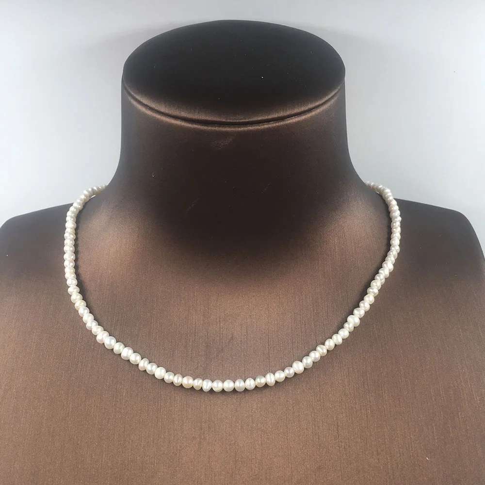 

Choker Necklace near round Freshwater Pearl for Women 14-18 Inch 3-4 Mm Beaded Necklaces Wedding WOMEN'S Gift Party Engagement