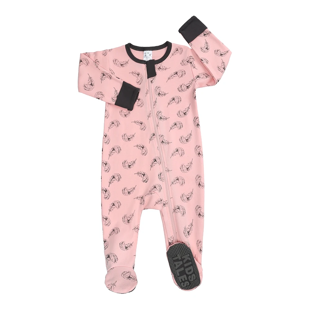 

Kids Tales baby footed romper cotton infant bodysuit toddler jumpsuits long sleeve newborn clothes zipper rompers, As picture