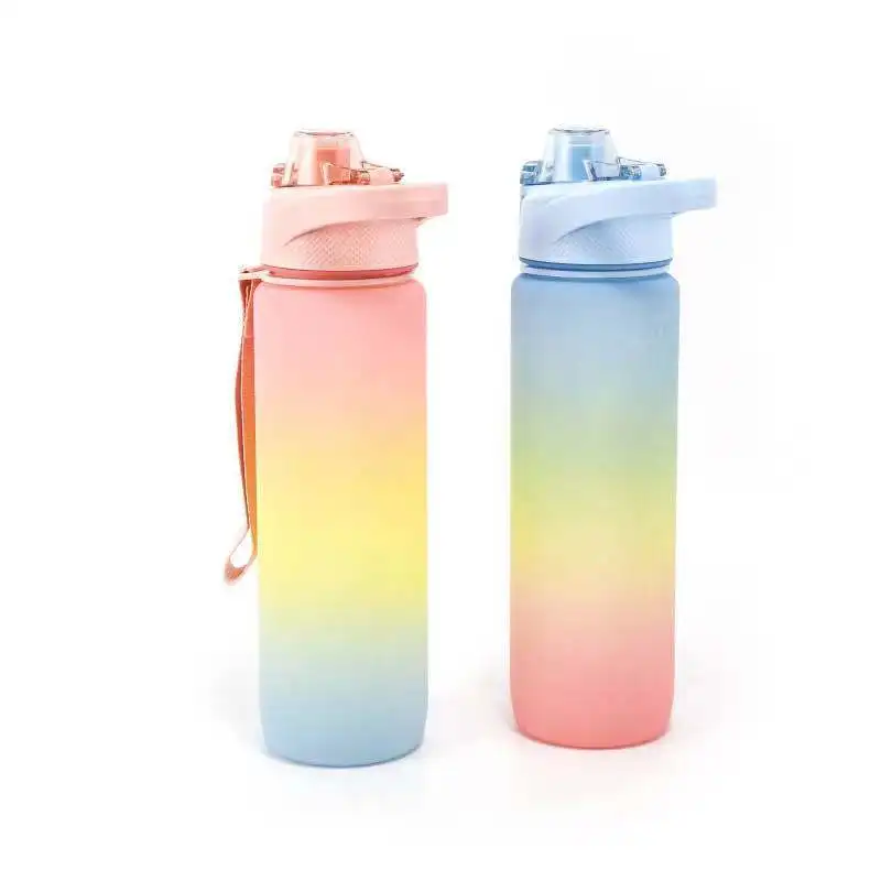 

Customized 32oz Leakproof Tritan BPA Free Sports Motivational Water Bottle with Time Marker Straw, Customized color acceptable