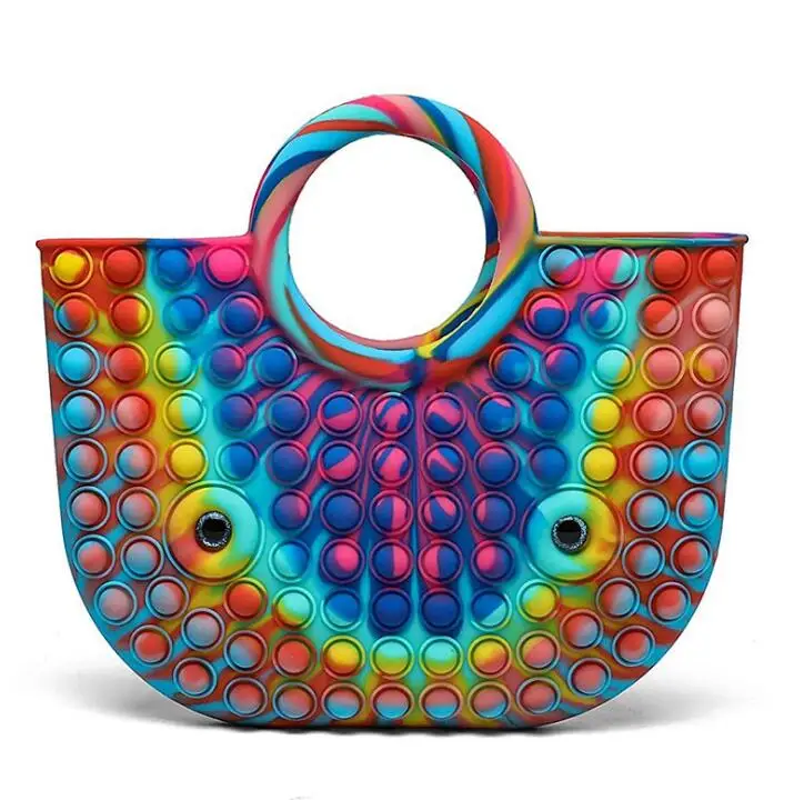 

2021 amazon Candy multicolor hollow out bucket Waterproof beach tote silicone eva beach bag handbag