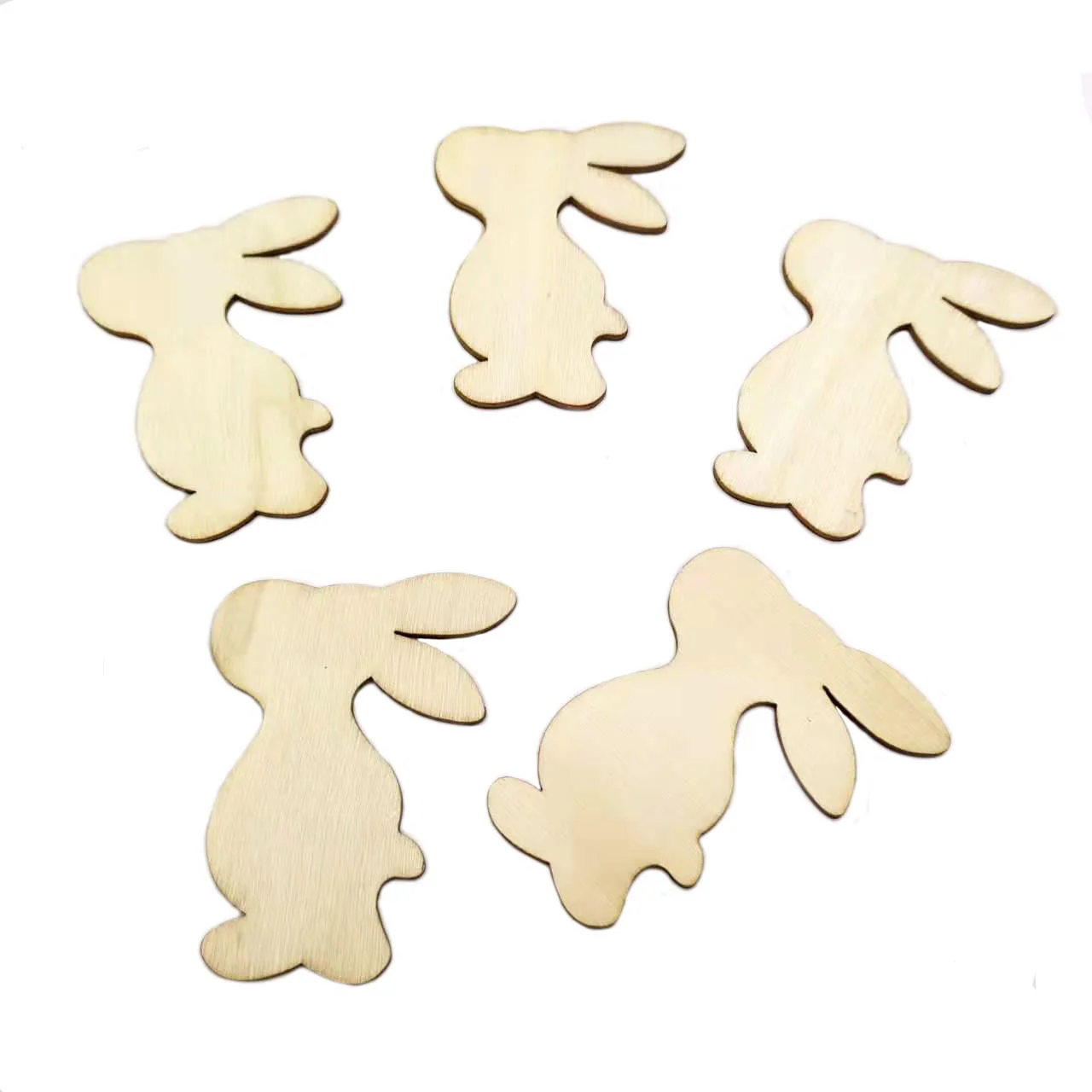 

Factory wholesale Easter Decorative Supplies wooden crafts rabbit Shapes For DIY