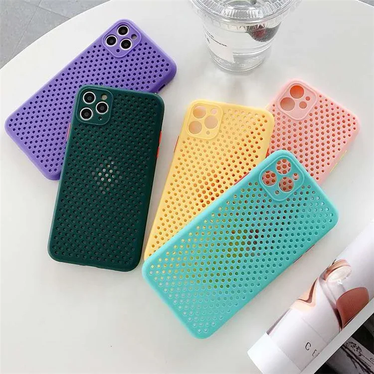 

Fashion Shockproof Breathable Silicon Grid Cases Phone Case Cover For iPhone