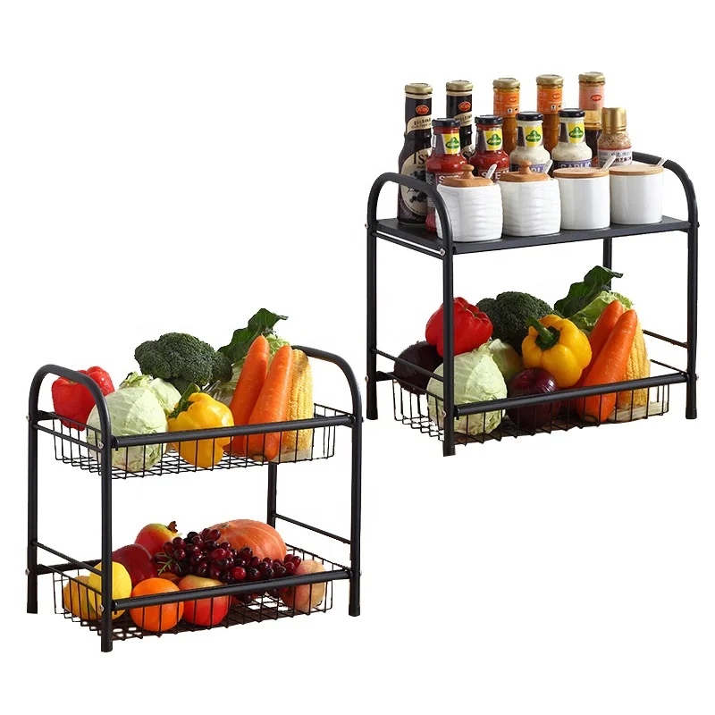 

High-quality Stainless Steel Multi-layer Large-capacity Vegetable And Fruit Rack, Black