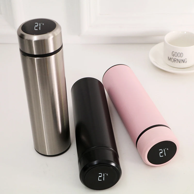 

500ml Stainless Steel Intelligent Thermos Water Bottle With Temperature Display, Customized colors acceptable