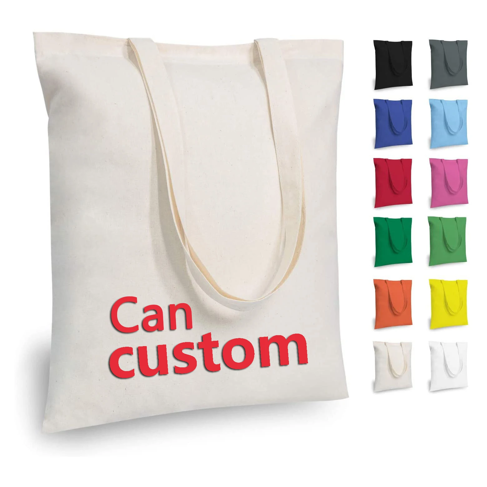 Printable logo Sublimation Tote Bags Blank Customizable Size Solid Color Canvas Tote Bag Cotton Plain Canvas Shoulder Bag Mini