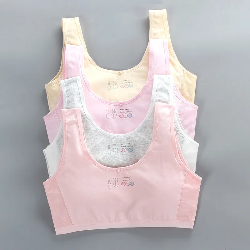 

Girls bra development period Girls Underwear Hanging with Small Children Cotton Vest Crop Top, White/pink/gray/nude/shrimp color