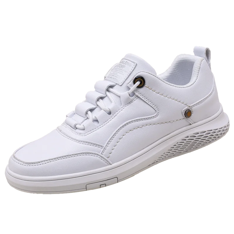 

High Quality Fashion Men PU Casual Sports Sneaker Shoes, White/beige/black
