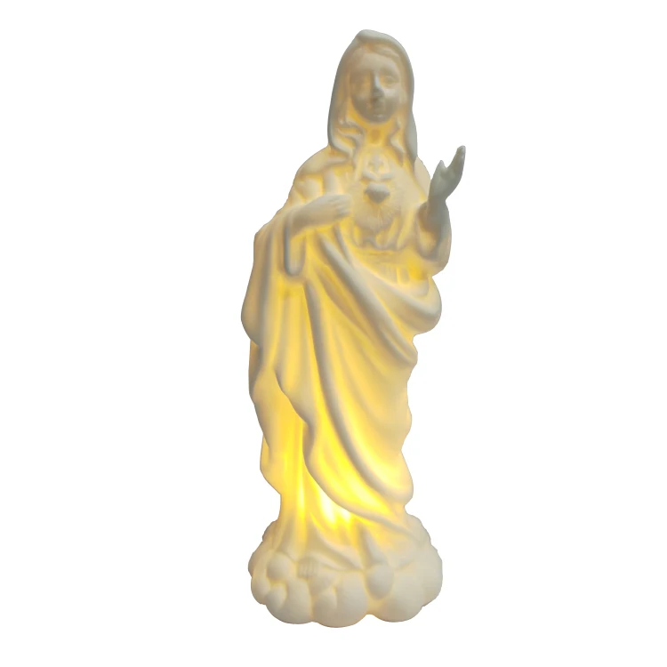 2020 Nieuwe Ontwerp Katholieke Onze Dame Porseleinen Beeldjes, Custom LED Religieuze Mary Keramische Standbeeld ^