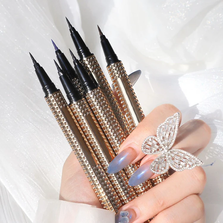 

New design water activated colourful black brown waterproof glitter pencil liquid eyeliner