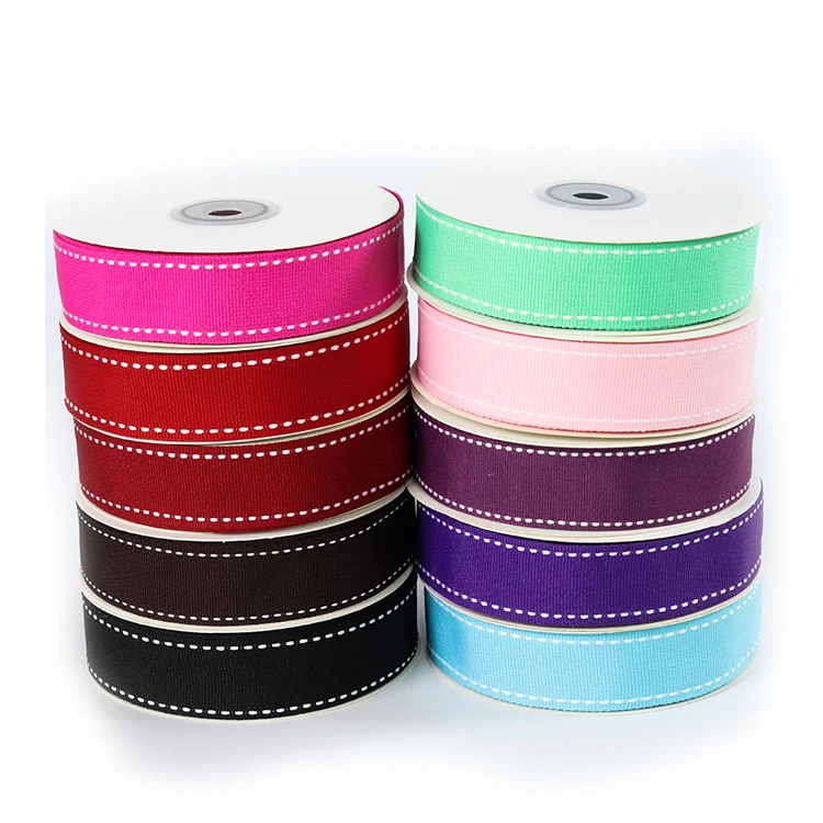 100yards/roll Solid Colors Double Faced Custom 38 mm Print Grosgrain Recycled Polyester Ribbon