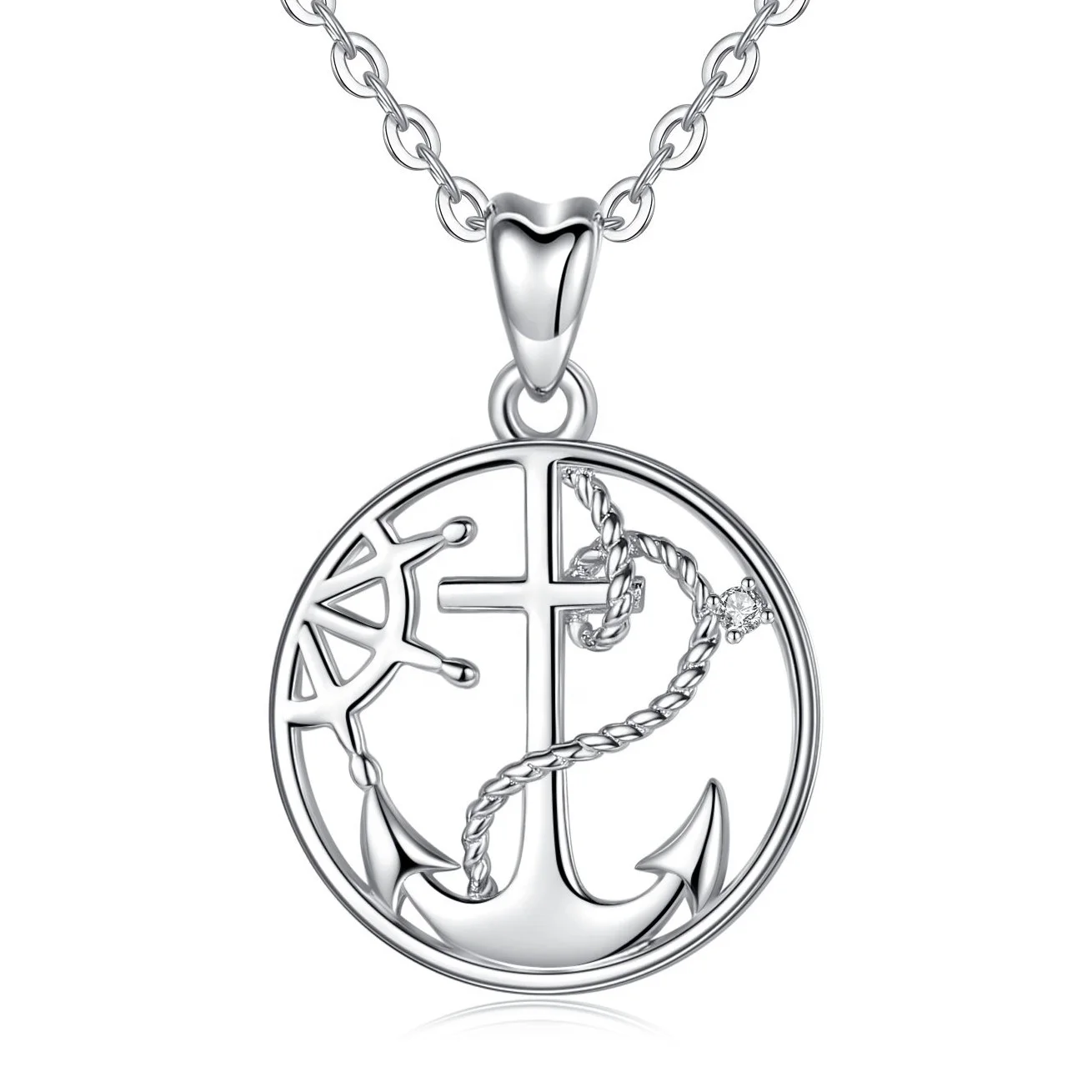 

Merryshine Jewelry 925 Sterling Silver Anchor Design Pendant Necklace for Women