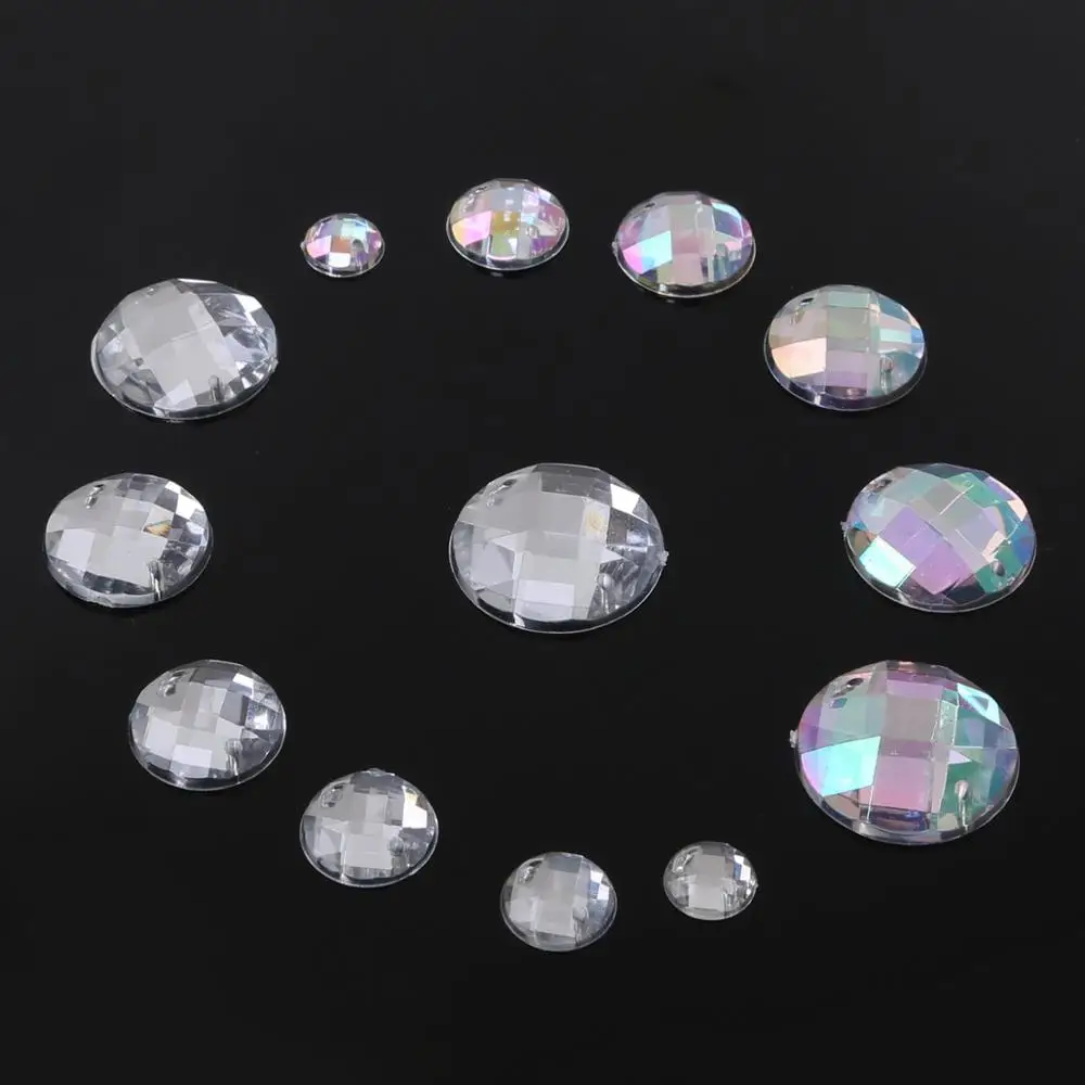 

Wholesale 8-20mm Sewing Crystals Clear AB Flatback Rhinestones Sew On Acrylic Strass Round Crystal Stones for DIY Clothes Crafts, Mixed color or choose one color