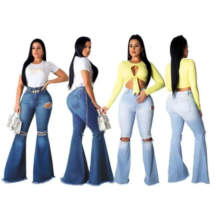 

2021 Fashion Hight-waisted Women's Plus Size Skinny bell bottom jeans