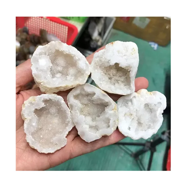 

Wholesale natural quartz spiritual crystals heaaling stones natural white agate druzy geode