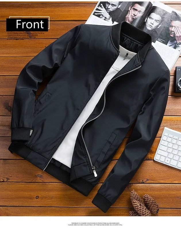 Fashion Zip Up Men Jacket Spring Autumn Fashion Brand Slim Fit Coats Male Casual Baseball Bomber Jacket Mens Overcoat Plus Size