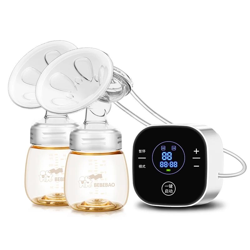 

Top selling memory function double electric breast pump painless with large capacity battery, Pink and black