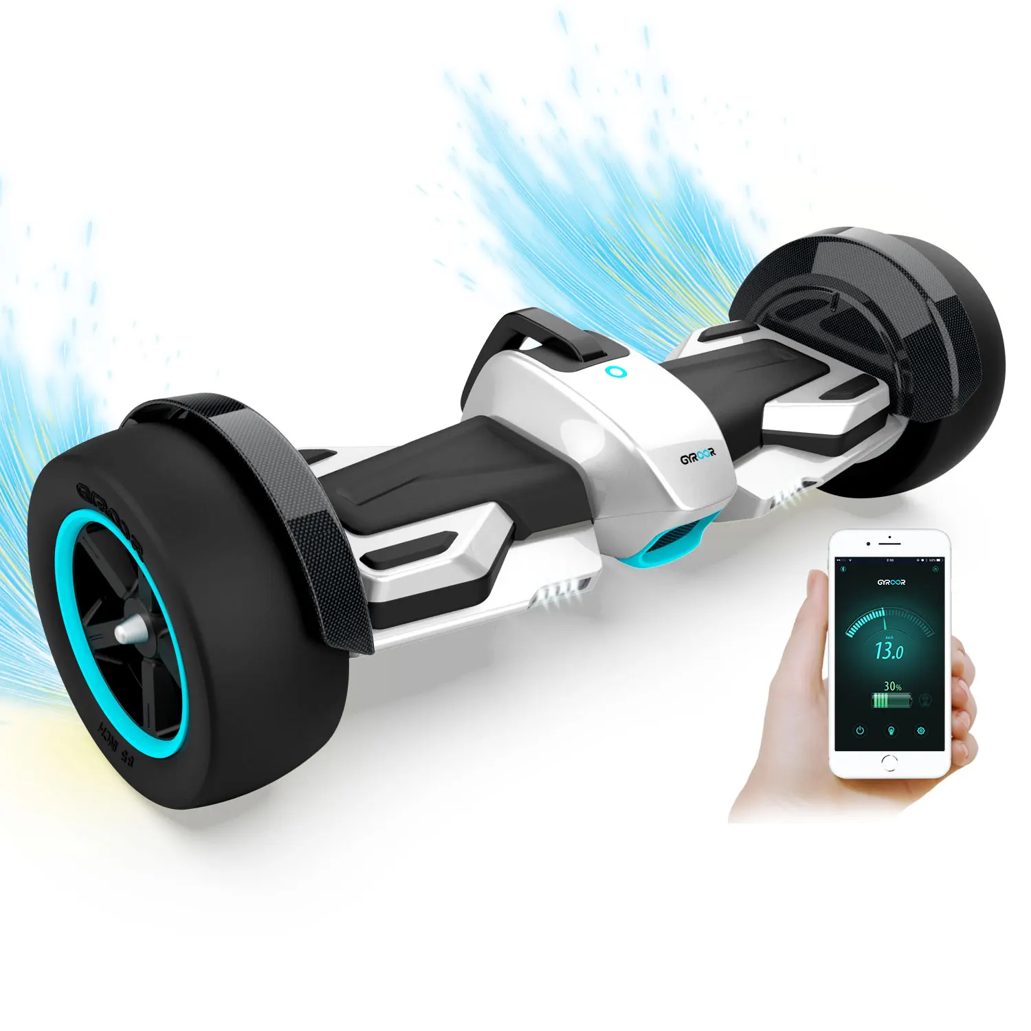 

Gyroor App connection Balancing Scooter 8.5 Inch smart balance Hover board off Road Hoverboard, Silver+yellow