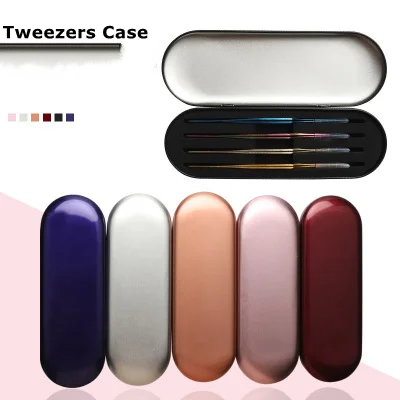 

Multicolor Eyelash Tweezers Case High Quality Tinplate Custom Eyelash Extension Tweezer Holder Case, Siz colors