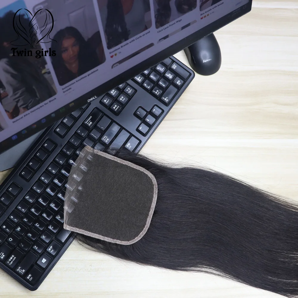 

Twin Girls Wholesale Brazilian Straight Virgin Human Hair 5*5 HD Lace Closure Natural Color No Tangling No Shedding