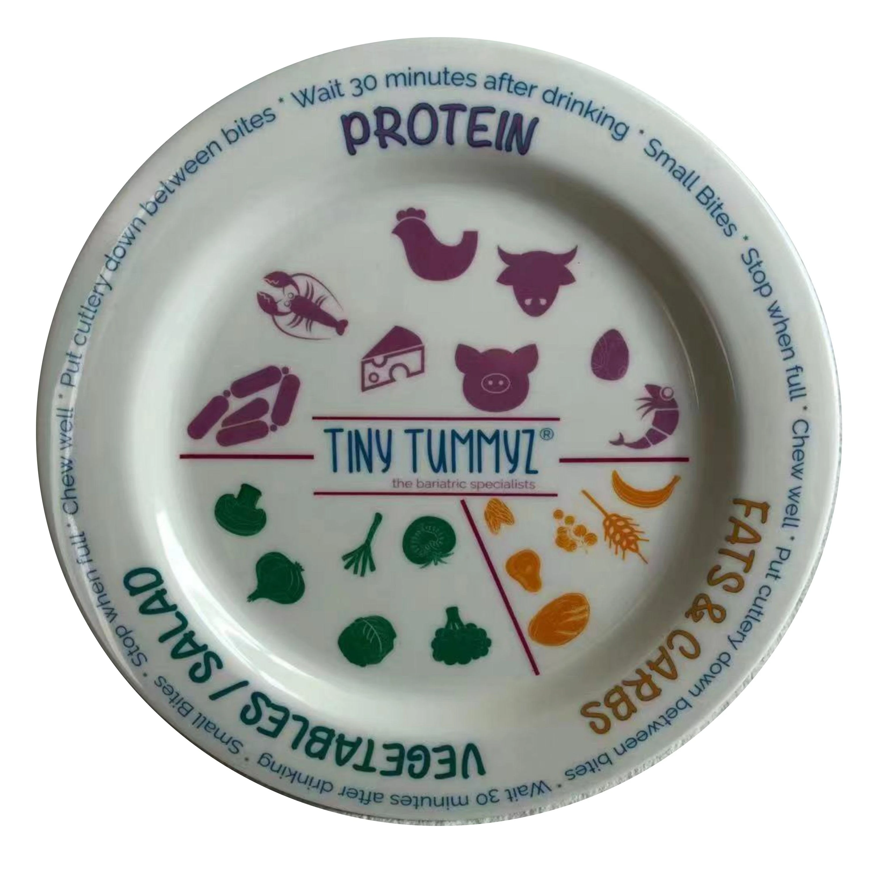 

Custom Printing Food Divided Round Healthy Diet Plastic Melamine Plate, White