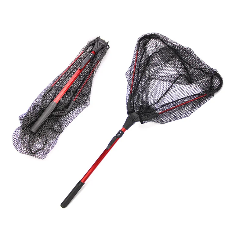 

wholesale 80cm 305g abs aluminum alloy foldable landing single section china handle fishing net, Black