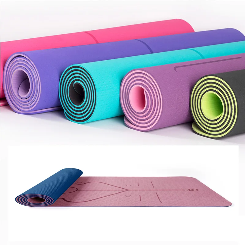 

Professional Eco-friendly Non Slip Design Exercise Gym Dual-layer Fitness 6mm Custom Yoga Mat TPE, Customized color
