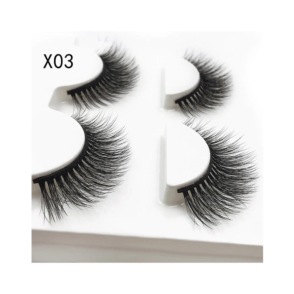 

3d mink eyelashes vendor faux mink eyelashes make by mink hair 3 pair per box 3d eyelashes hot sale in America, Black