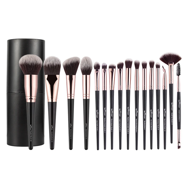 

ANMOR 16Pcs Eyeshadow Foundation Powder Custom Cosmetic Makeup Brush Set, Black