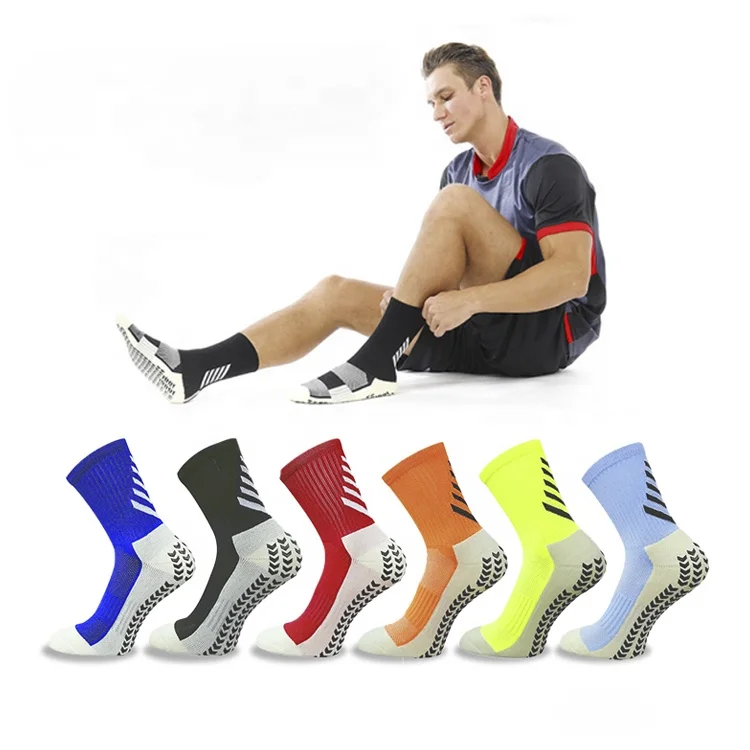 

Custom Logo Sports Training Fashion Running Football Trampoline Anti Slip Soccer Grip Socks for Men