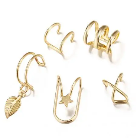 

Ear Cuffs Gold Leaf No Ear Clip False Cartilage Earrings Leaf Earrings for Women