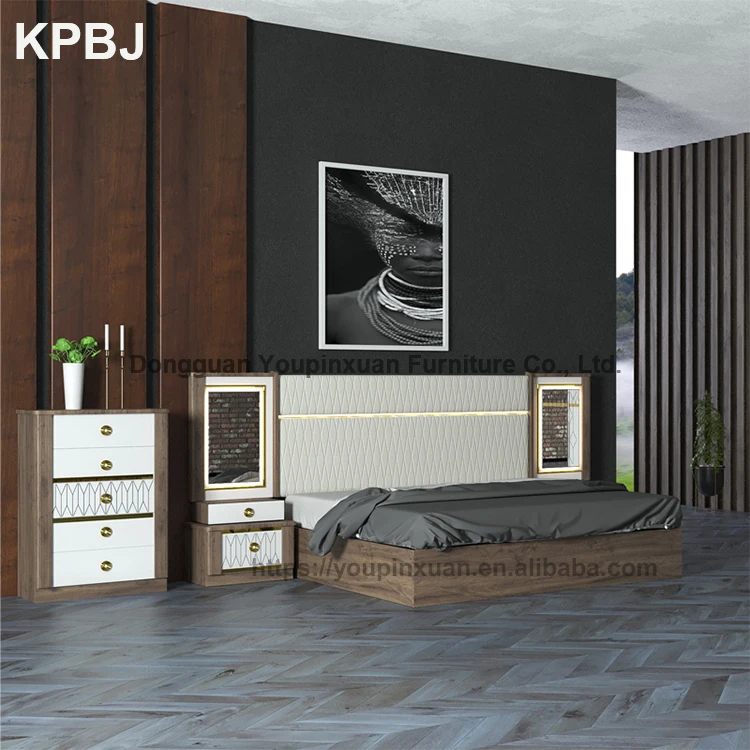 
Customized High Gloss Melamine MDF White Painted Wood Bedroom Sets Furniture 