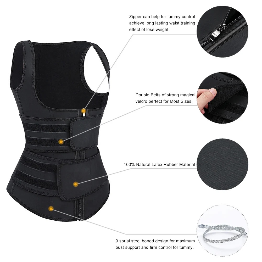 
NEW Custom Logo Double Compression Belt 100% Latex Women Workout Abdominal Control Waist Trainer Vest 