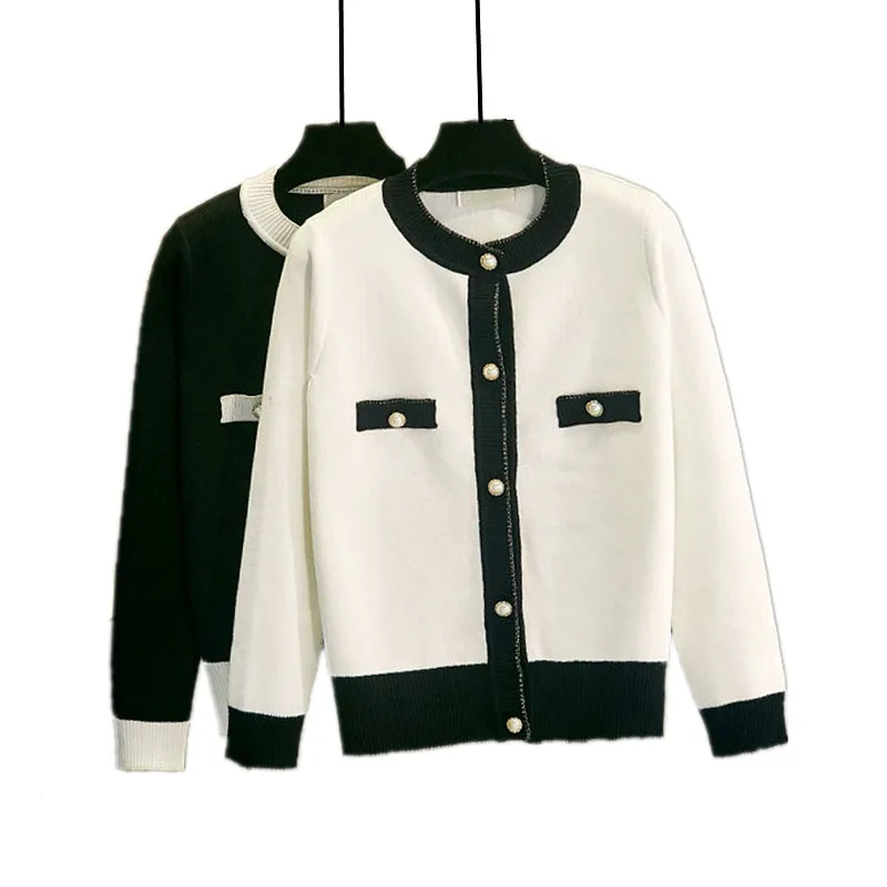 

Autumn and winter new sweater coat women all-match small fragrance style pearl buckle thick sweater cardigan