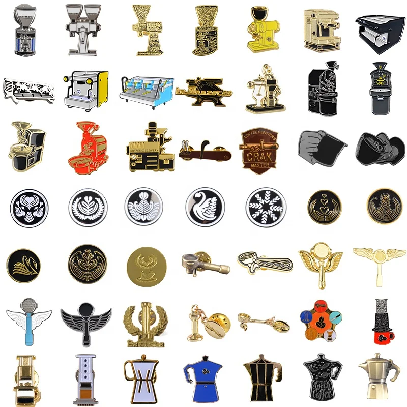 

Factory Price Coffee Maker Coffee Machine Collar Decoration Coffee Cups Pots Brooch Badges, Picture