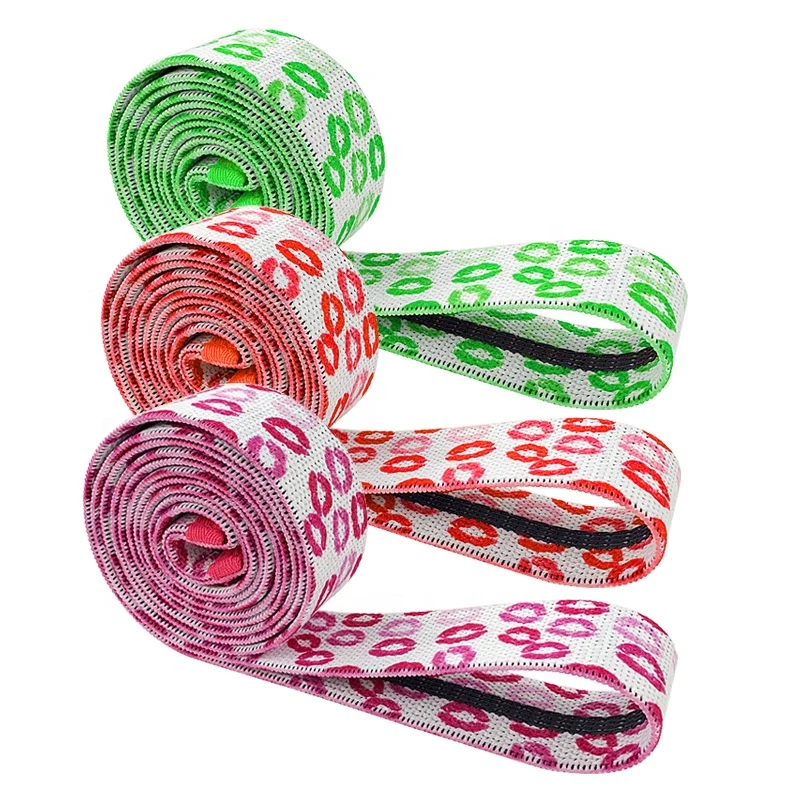 

Custom Printed Gym Body Stretching Exercise Fabric Cloth Loop Pull Up Assist Long Resistance Bands for Working Out, As picture or customized color